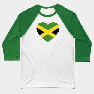 I Love Jamaica // Heart-Shaped Jamaican Flag Baseball T-Shirt